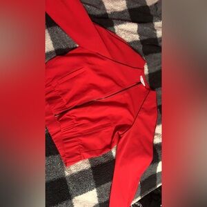 Red zip up
